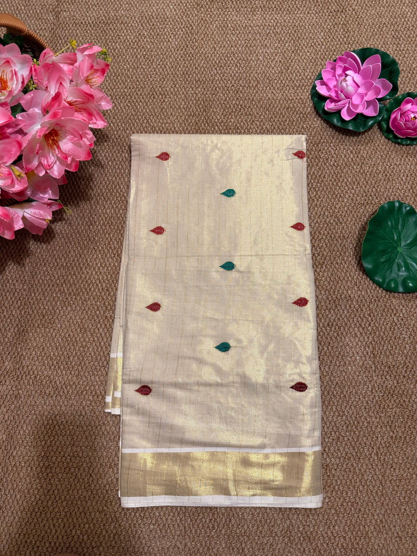 Lotus Motif Kasav Saree