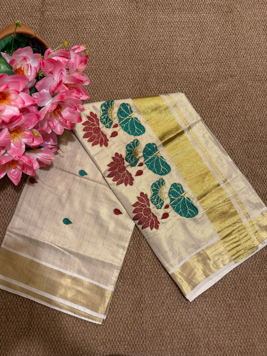 Lotus Motif Kasav Saree
