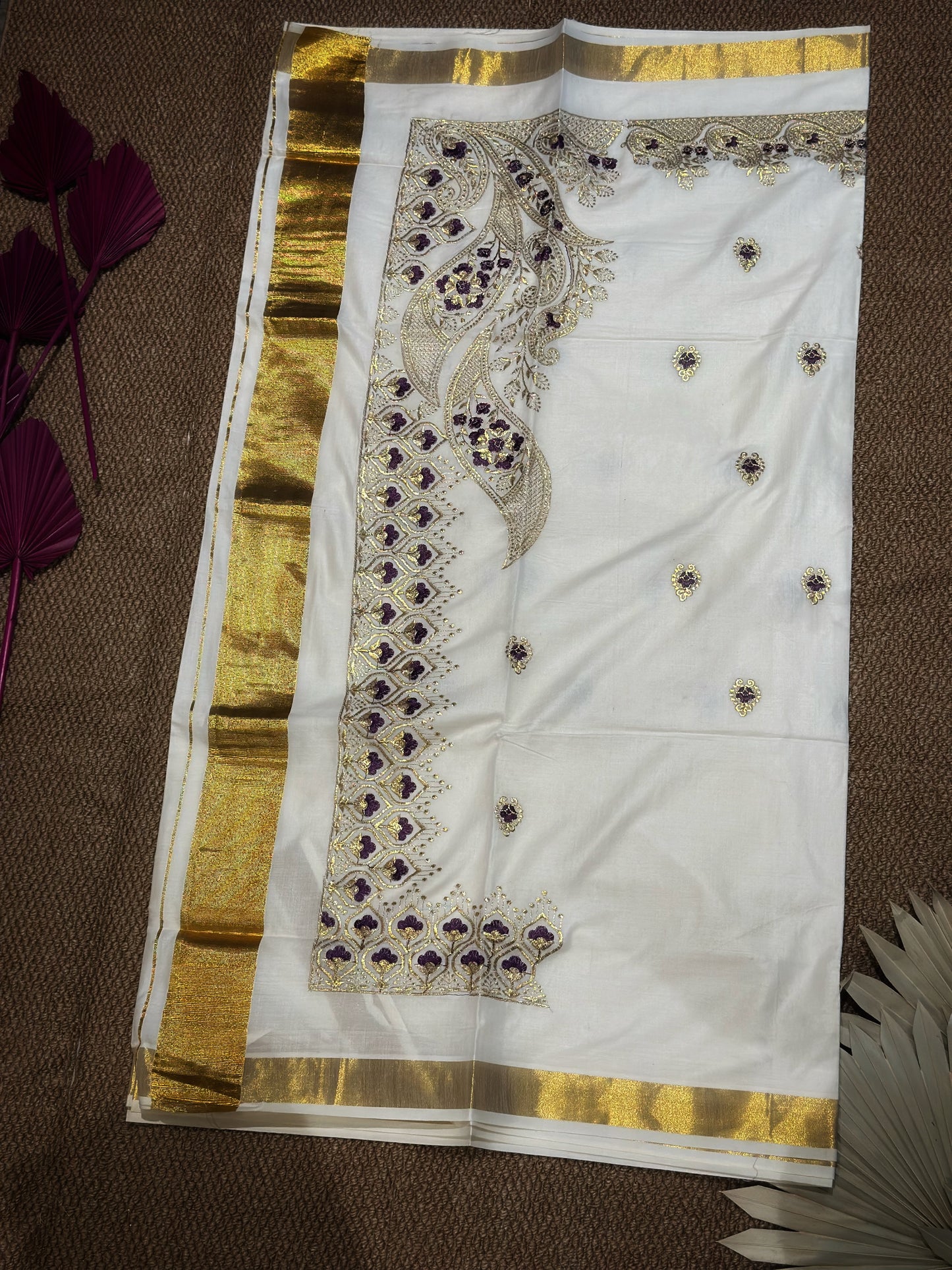 Verdant Lotus Elegance Kasav Saree