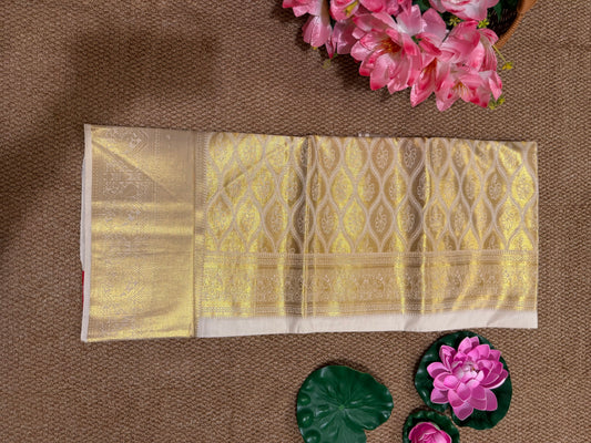 Premium Gold Peacock Motif Kasav Saree