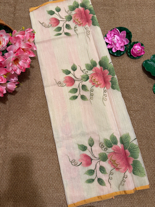 Pure cotton Saree - lotus motif