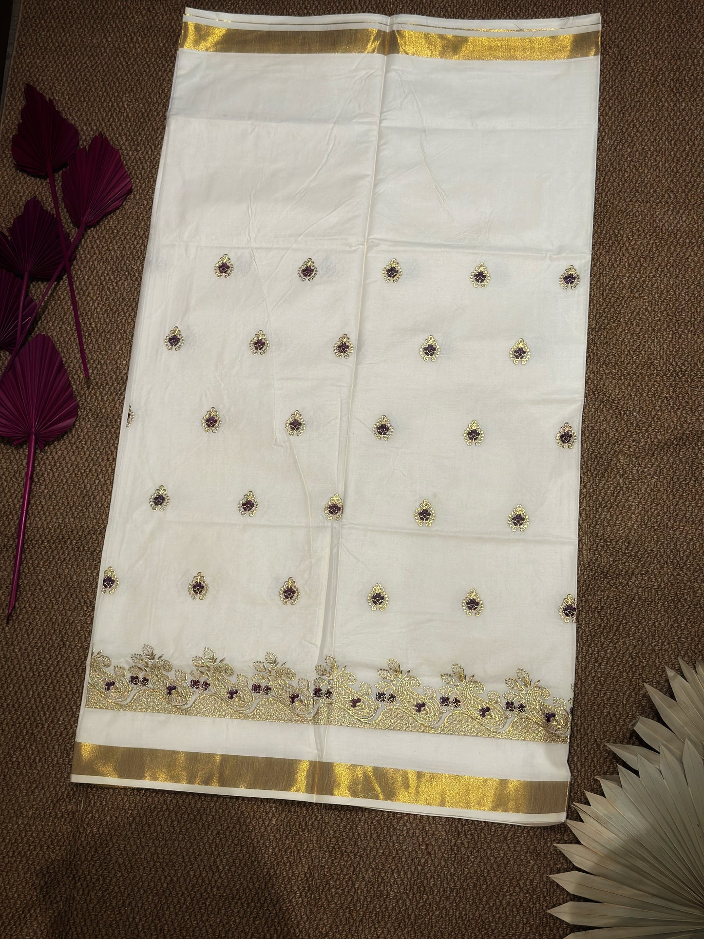 Verdant Lotus Elegance Kasav Saree