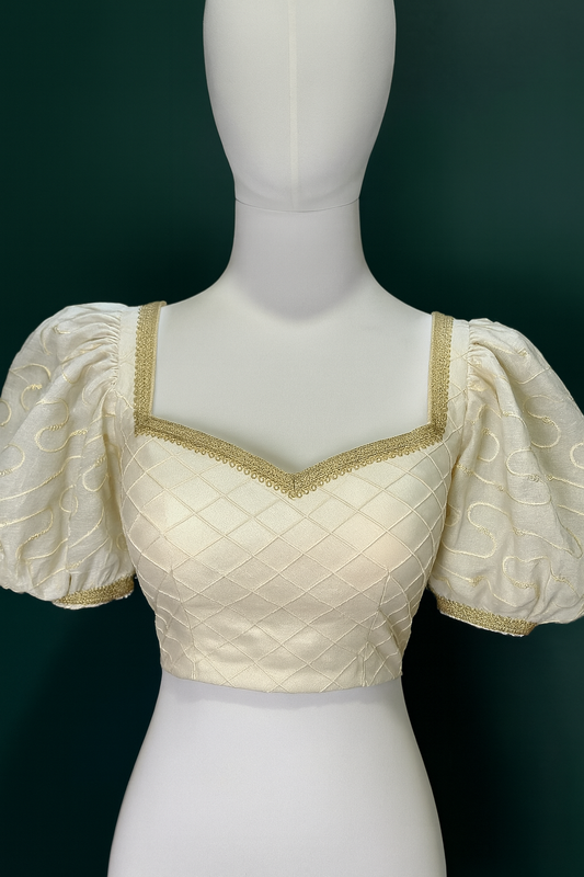 White puff sleeve blouse