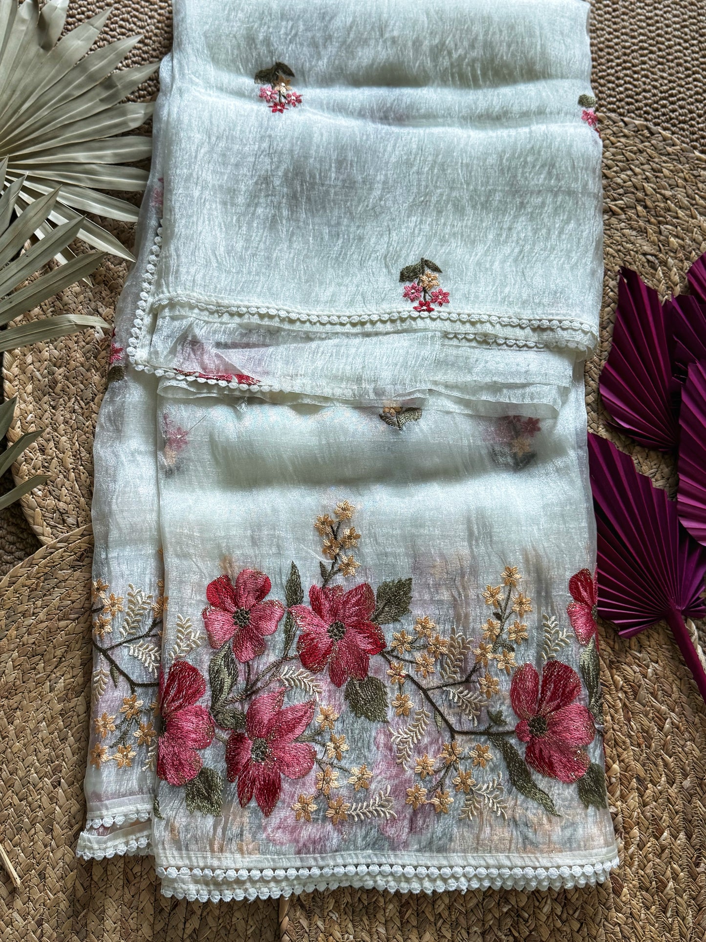 Heavy worked embroidery georgette Saree